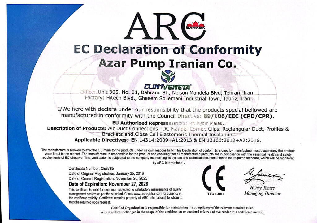 گواهینامه CE شرکت کلینت ونتا تا سال 2028